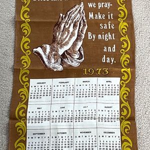 Vintage 1973 Tea Towel Calendar Bless This House